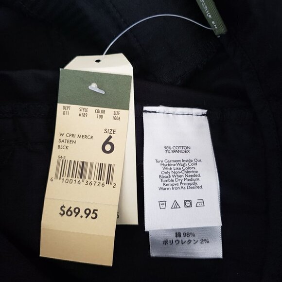 NWT Eddie Bauer Mercer Fit Black Cuffed Capri Career Business Casual Pants - Picture 7 of 10